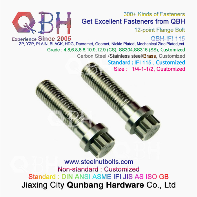 QBH 1/4-1-1/2 IFI 115 Karbon Çelik/Paslanmaz Çelik 12 Noktalı Vidalar IFI115 Flanş Kamalı Cıvatalar 0